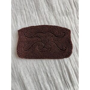 Antique Beaded Clutch Purse Brown Art Deco Style Clutch Bag by Debbie Vintage